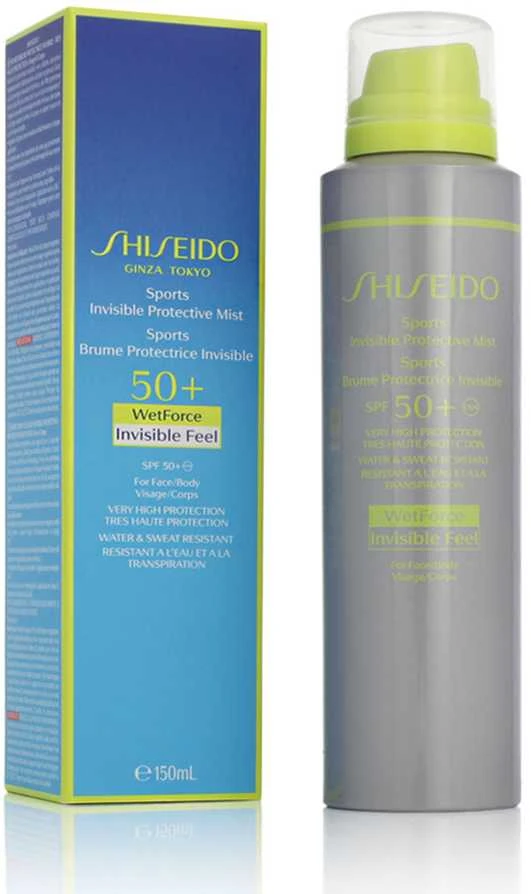 Shiseido Sports Wetforce Invisible Protective Mist SPF 50+ apsauginė dulksna veidui ir kūnui, 150 ml