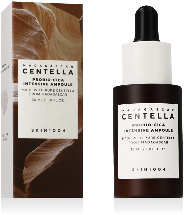 „Skin1004 Madagaskaro centelės“ drėkinamasis ir raminamasis ampulių serumas moterims nuo papilkėjusios odos, 30 ml