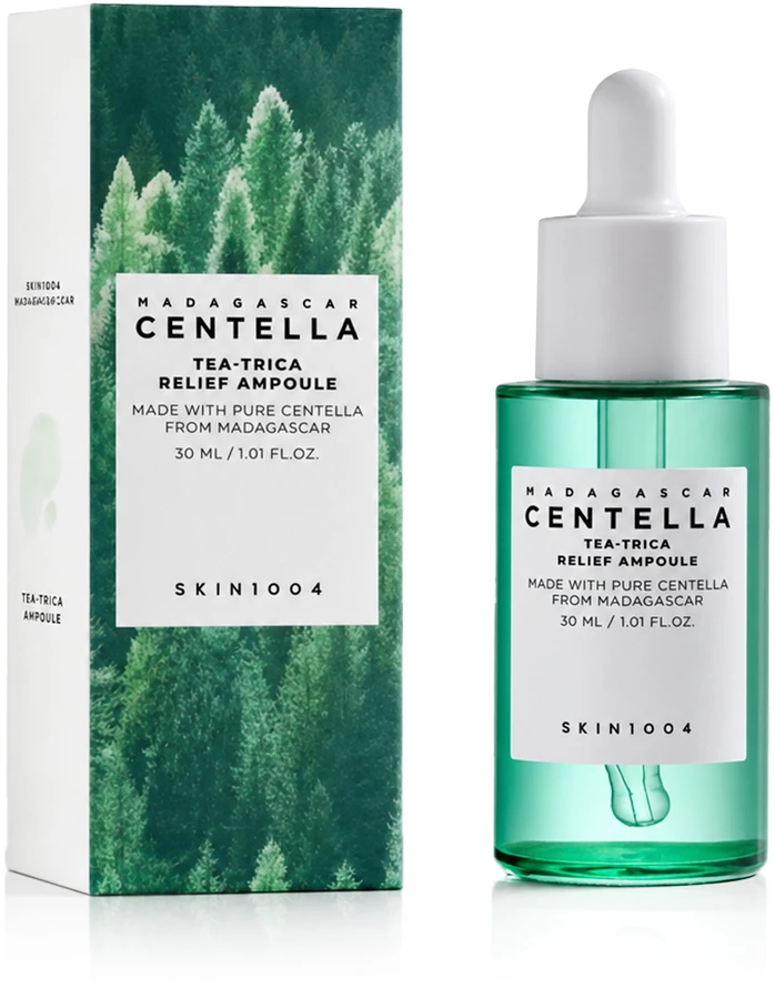 SKIN1004 Madagascar Centella Tea-Trica Relief Ampoule veido serumas su arbatmedžiu probleminei odai, 30 ml