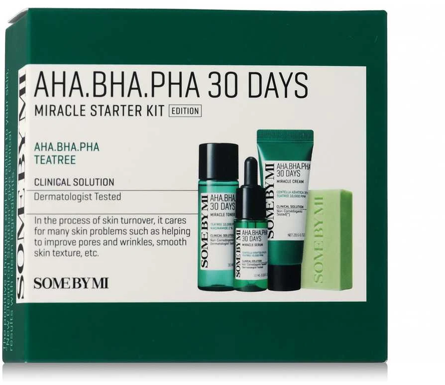 Kosmetikos rinkinys SOME BY MI AHA-BHA-PHA 30 DAYS MIRACLE STARTER KIT [Cleansing Bar 30g, Toneris 30ml, Serum 10ml, Kreminis 20g]