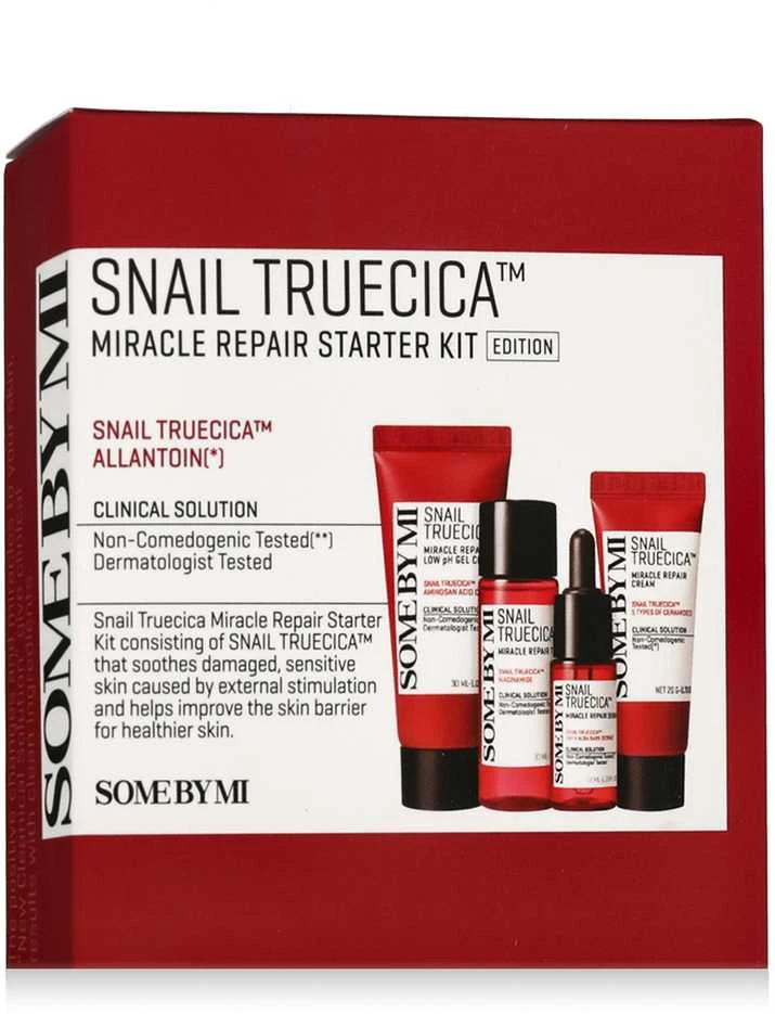 „Some By Mi“ – sraigių „Truecica Miracle Repair Starter Kit“ rinkinys, kelioninių dydžių dovanų dėžutė