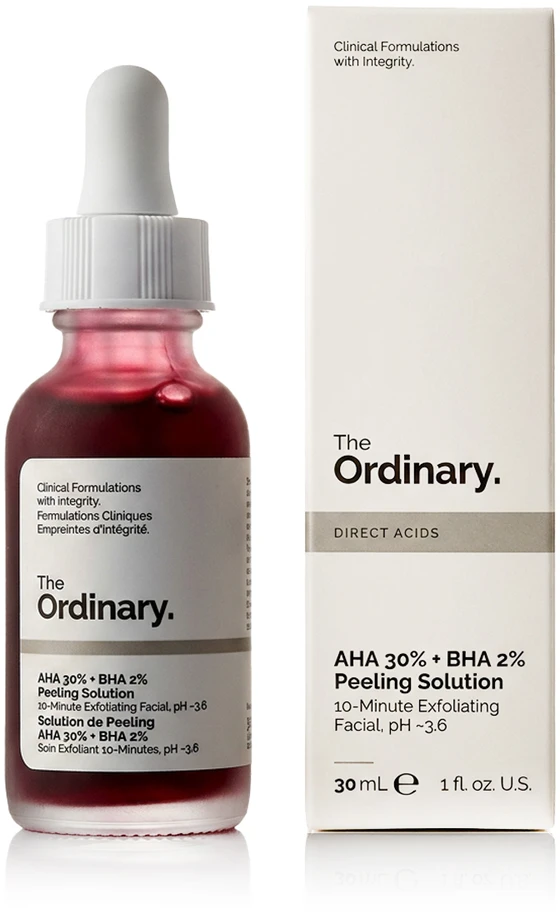 The Ordinary AHA 30% + BHA 2% Peeling Solution šveičiamasis tirpalas veidui, 30 ml