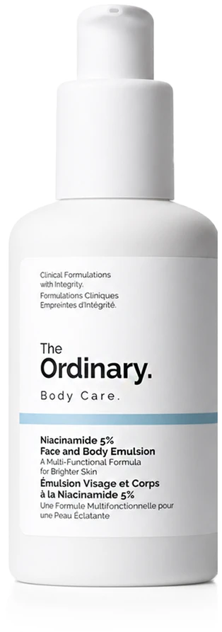 The Ordinary Niacinamide 5% Face And Body Emulsion odos atspalvį lyginanti lengva emulsija veidui ir kūnui, 100 ml