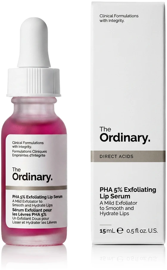 The Ordinary PHA 5% Exfoliating Lip Serum šveičiamasis lūpų serumas, 15 ml