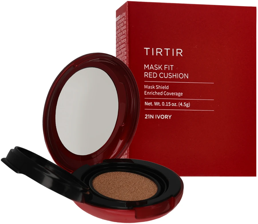 Tirtir Mask Fit Raudona Cushion Mini makiažo pagrindas-pagalvėlė, atspalvis: 21N Ivory, 4.5 g