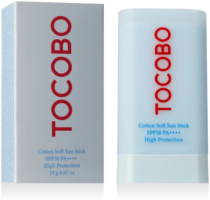 TOCOBO Cotton Soft Sun Stick SPF50+ PA++++ apsauginis veido kremas nuo saulės, 19 g