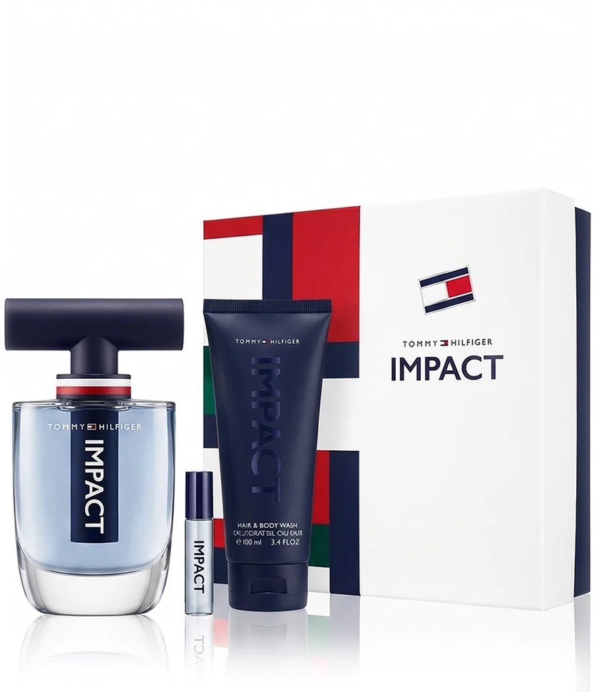 Tommy Hilfiger Impact rinkinys vyrams (EDT, 100 ml + dušo želė, 100 ml + EDT, 4 ml)