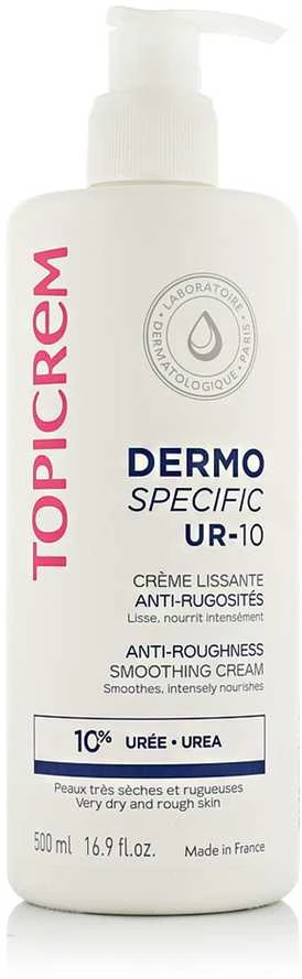 Topicrem UR-10 Anti-Roughness Smoothing Cream, kūno kremas itin sausai odai,  500 ml