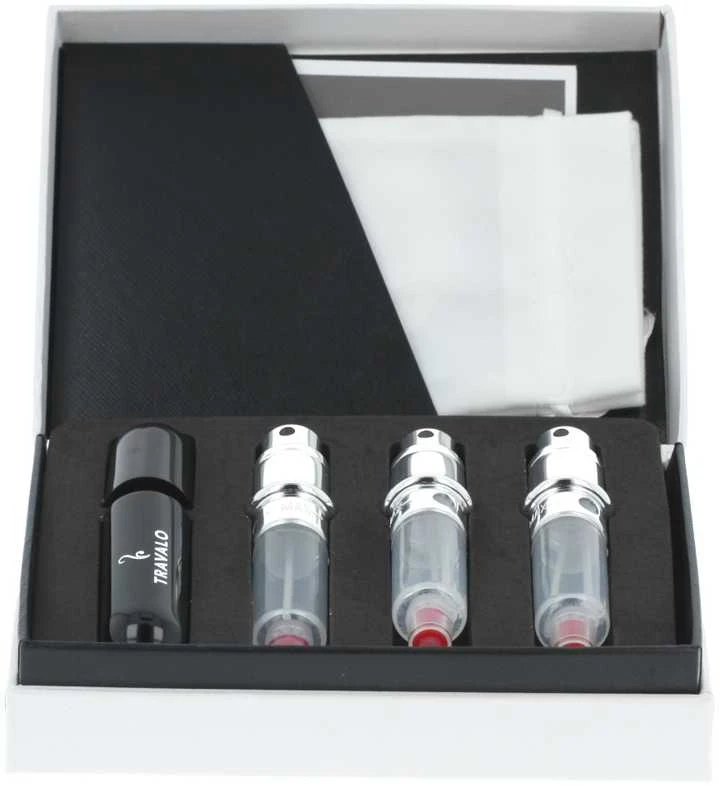 Travalo Classic HD SET Juodas pildomų kvepalų buteliukų (atomaizerių) rinkinys, 3 x 5 ml