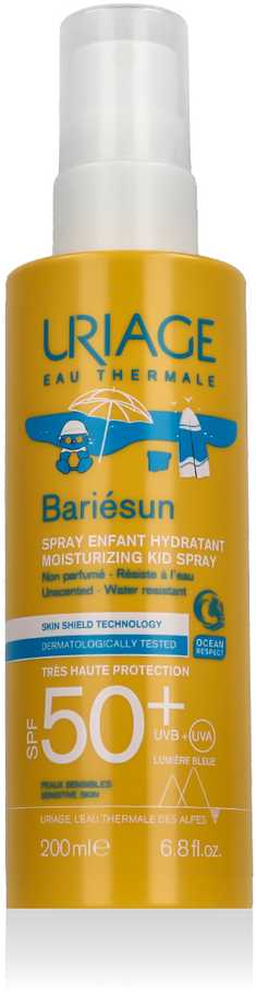Uriage Bariésun Moisturizing Kid Purškiklis SPF 50+ drėkinamasis veido ir kūno purškiklis nuo saulės vaikams, 200 ml
