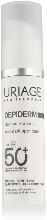 "Uriage" Odos kremas nuo pigmentinių dėmių SPF 50+ "Depiderm" (dieninė priežiūra nuo tamsių dėmių) 30 ml