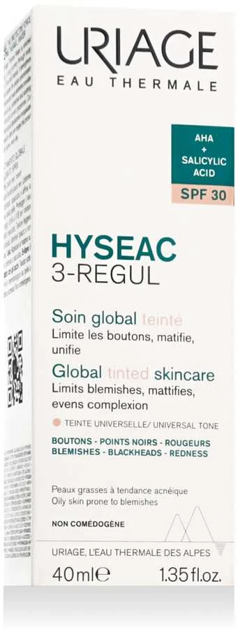 Uriage Hyséac 3-Regul Global Tinted SPF 30 veido kremas, 30 ml