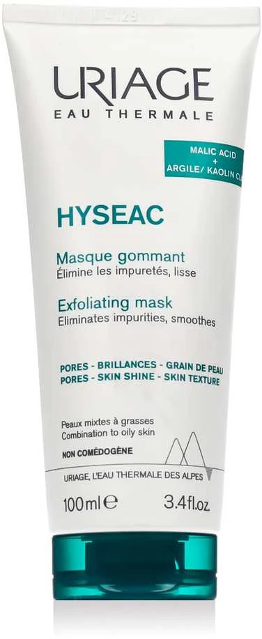 Uriage Hyseac Exfoliating Face Mask For Mixed/Oily Skin šveičiamoji veido kaukė, 100 ml