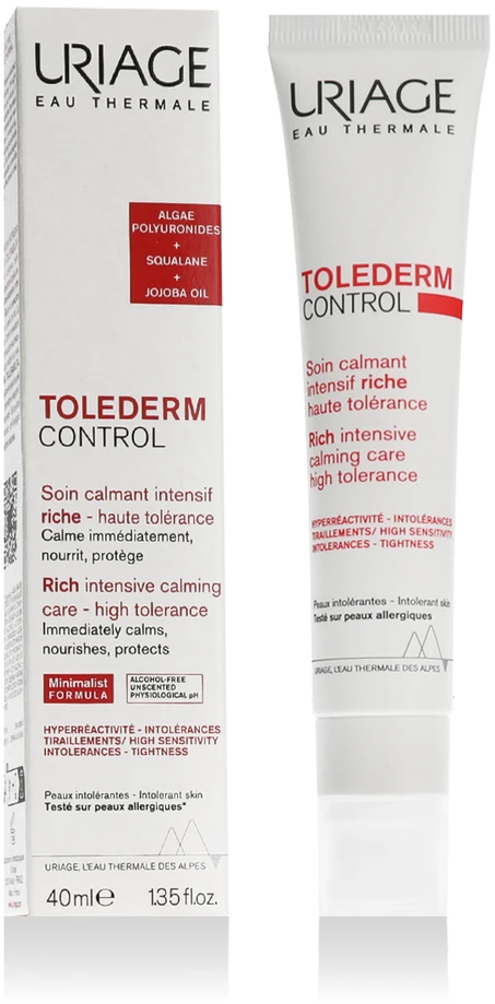 Uriage Tolederm Control Rich Soothing Care veido kremas jautriai odai, 40 ml