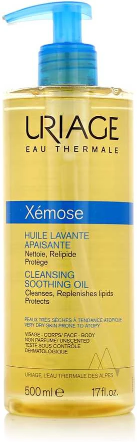 Uriage Xemose Cleansing Oil valomasis aliejus sausai odai veidui ir kūnui, 500 ml