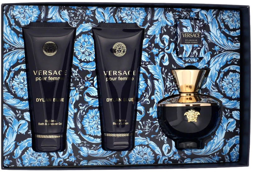 Kvepalų rinkinys moterims Versace Dylan Blue Pour Femme (EDP, 100 ml + EDP, 5 ml + kūno losjonas, 100 ml + dušo želė, 100 ml)