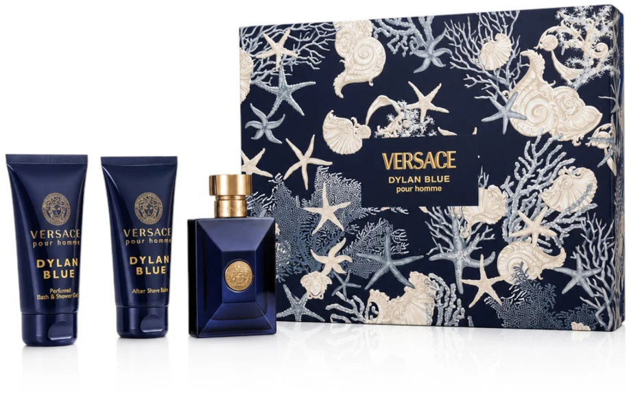 Versace Dylan Mėlyna Pour Homme Eau De Toilette, 50 ml Purškiklis Gel De Baño, 50 ml Balsamo After Shave, 50 ml