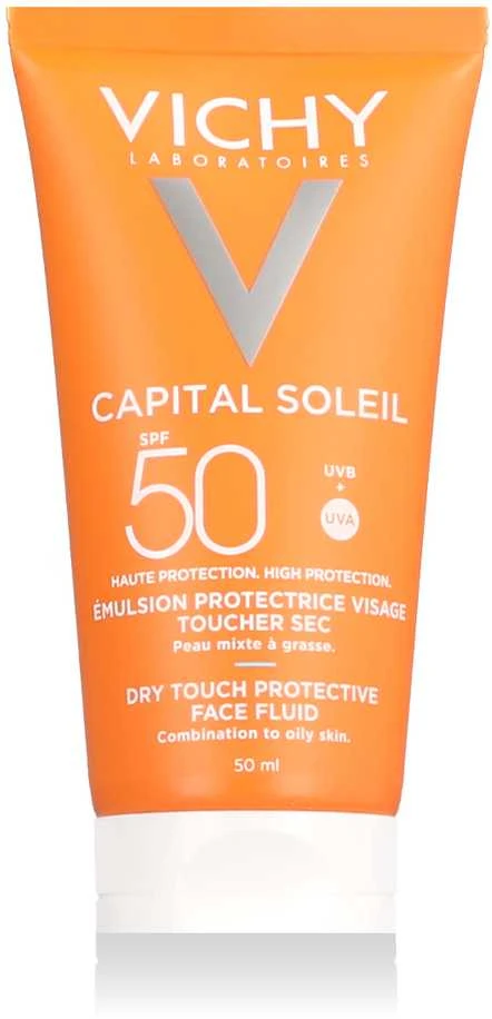 Vichy Ideal Soleil Mattifying Face Fluid Dry Touch Spf50 apsauginis saulės kremas veidui 50ml