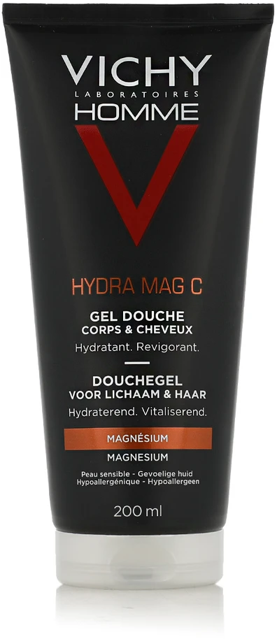 Vichy Homme Hydra Mag C Dušo želė Body And Hair dušo gelis vyrams kūnui ir plaukams, 200 ml
