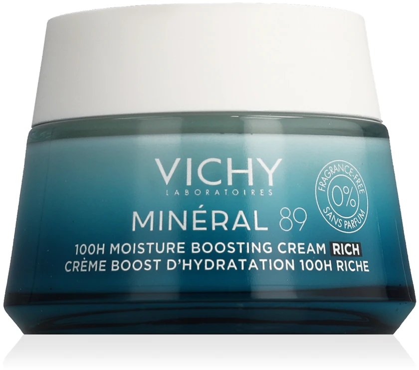 Vichy Mineral 89 100H Moisture Boosting Kreminis - Rich drėkinantis veido kremas sausai ir normaliai odai, 50 ml