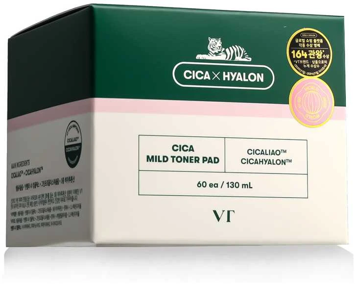 VT Cosmetics Cica Mild Toner Pad Raminantys toniko padeliai veidui, 60 vnt