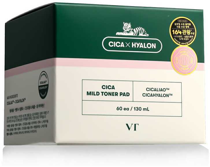 Vt Cosmetics Cica Mild Toneris Pad šveičiamosios tonizuojančios pagalvėlės, 60 vnt.