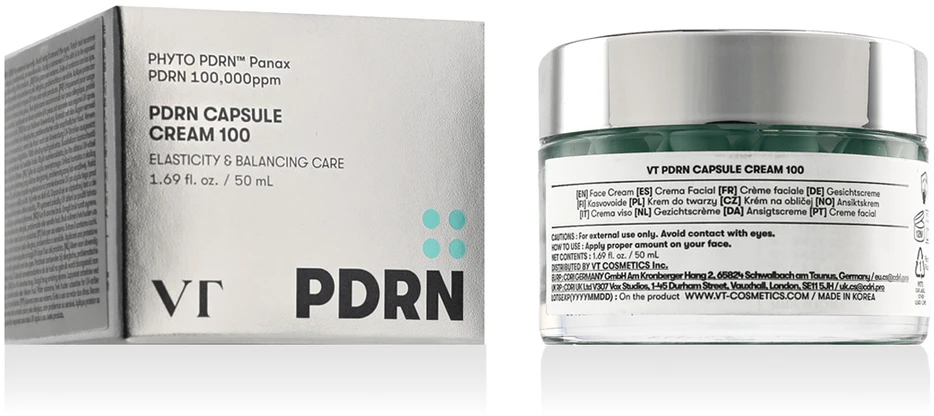 VT Cosmetics PDRN Capsule Cream 100 drėkinamasis ir stangrinamasis veido kremas, 50 ml