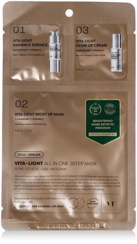 VT Cosmetics - Vita-Light All In One 3Step Mask - Brightening Face Mask in a Sheet - 1.5g+1.5g+25g