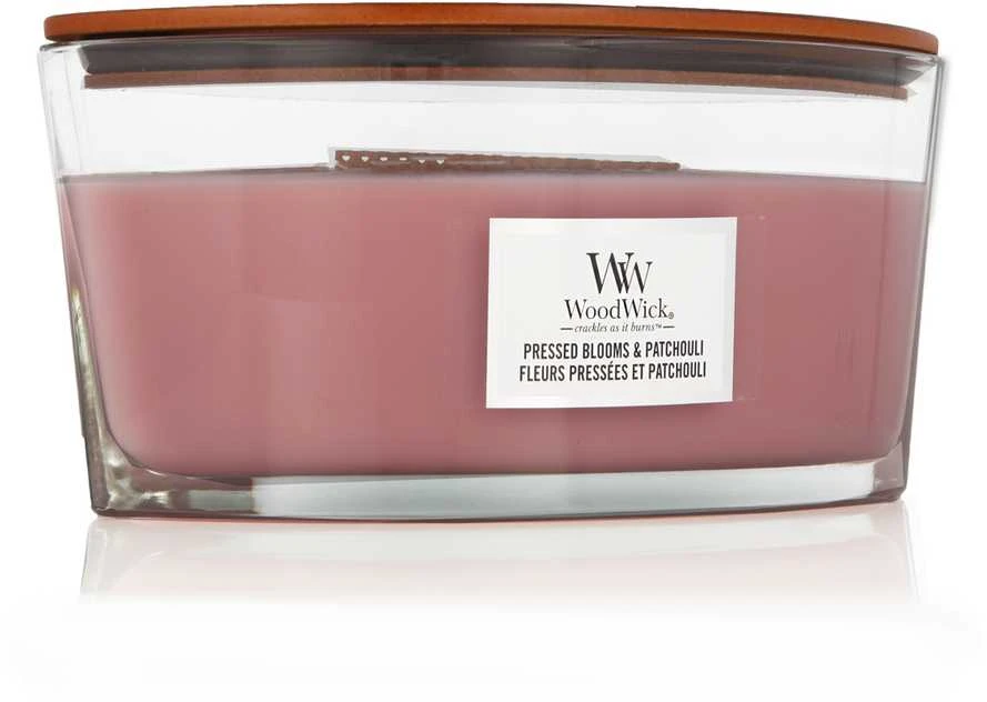 WoodWick Aromatinė žvakė (Pressed Blooms & Patchouli), 453,6 g