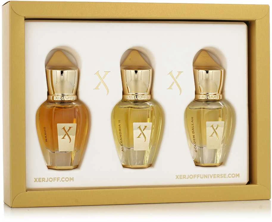 „Xerjoff Discovery Set III“ kvepalų rinkinys unisex (kvepalai „Alexandria II“ 15 ml + kvepalai „Golden Dallah“ 15 ml + EDP „Naxos“ 15 ml)