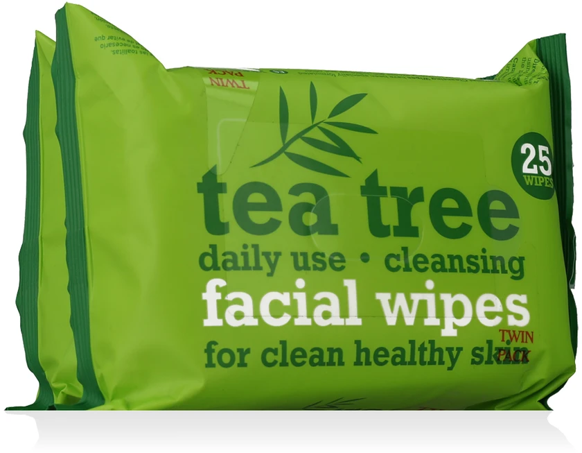 Pakabinamas šviestuvas Xpel Tea Tree Cleansing Wipes drėkinančios valomosios servetėlės, 25 vnt.