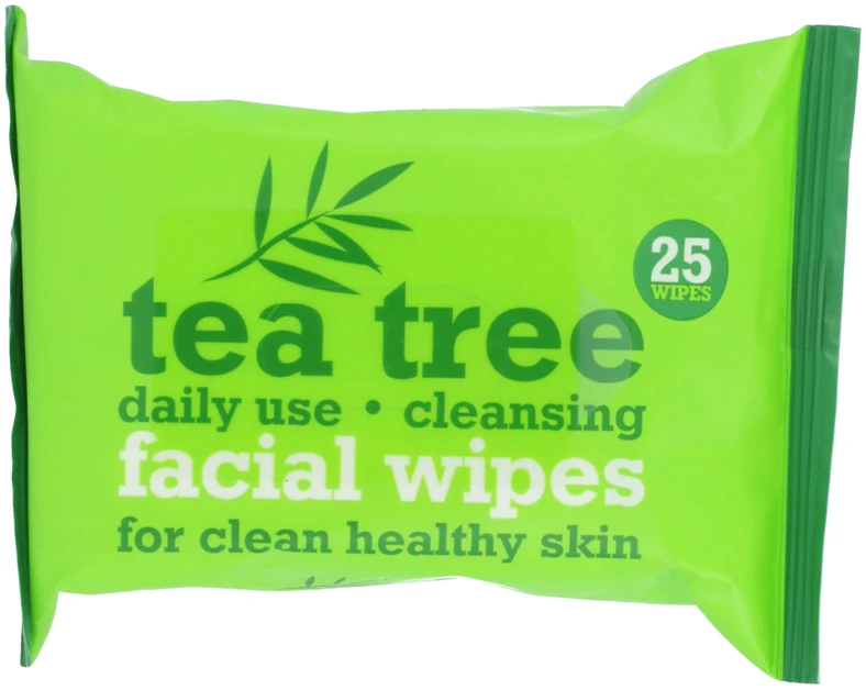 Pakabinamas šviestuvas Xpel Tea Tree Cleansing Wipes drėkinančios valomosios servetėlės, 25 vnt.