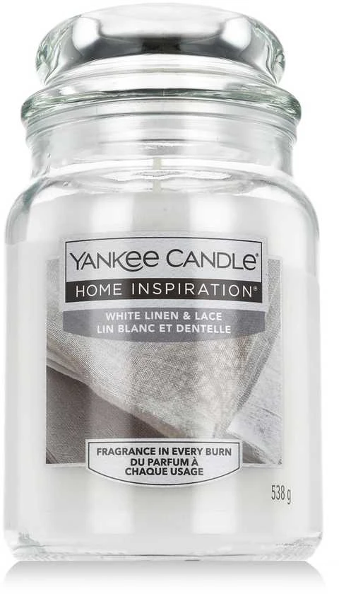 Yankee Candle kvepianti žvakė Home Inspiration didelė balta lininė - nėriniai 538 g