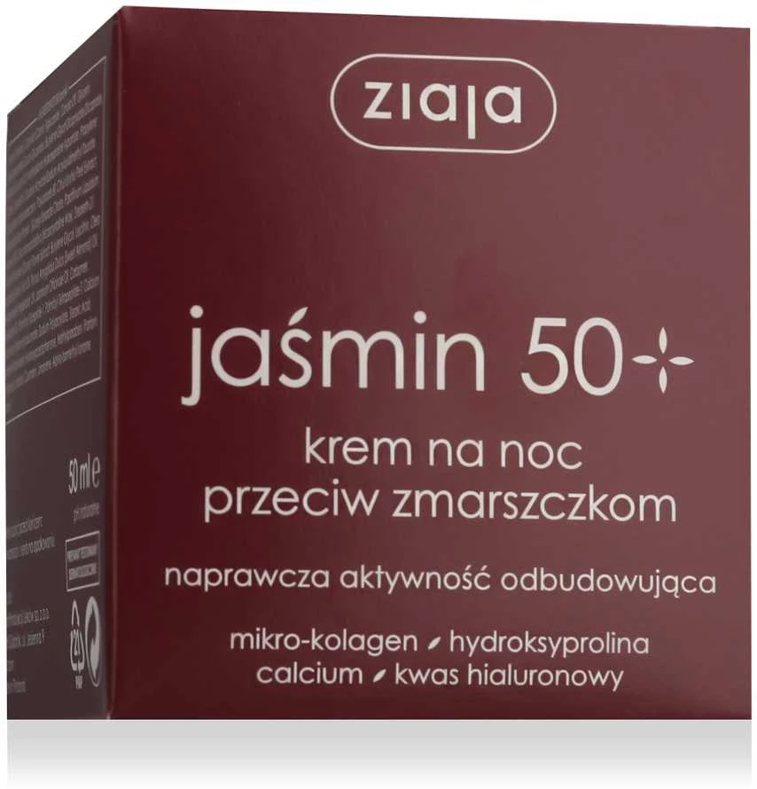 Ziaja Jasmine Night Skin Kreminis naktinis veido kremas nuo raukšlių, 50 ml