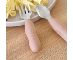 BEABA 2 VNT. NERŪDIJANČIO PLIENO STALO ĮRANKIŲ RINKINYS +10 MĖN, COTTON CANDY