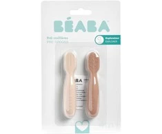 BEABA 2 VNT. SILIKONINIŲ ŠAUKŠTELIŲ RINKINYS +4 MĖN, PRALINE/CLAY