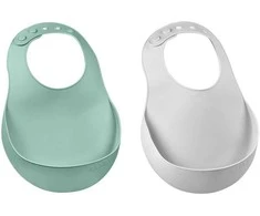 BEABA 2 VNT. SILIKONINIŲ SEILINUKŲ RINKINYS, LIGHT MIST/AIRY Žalias