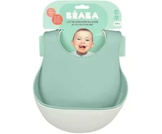 BEABA 2 VNT. SILIKONINIŲ SEILINUKŲ RINKINYS, LIGHT MIST/AIRY Žalias