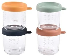 BEABA 4 VNT. STIKLINIŲ INDELIŲ RINKINYS (4 VNT. PO 250 ML), SUNRISE