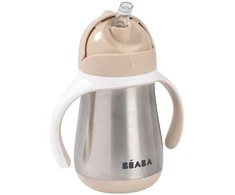 BEABA METALINĖ GERTUVĖ SU ŠIAUDELIU, 250 ML, CLAY
