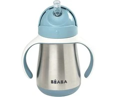 Beaba metalinė gertuvė su šiaudeliu, 250 ml, mėlynos spalvos