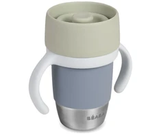 BEABA NERŪDIJANČIO PLIENO MOKOMASIS PUODELIS CLICK AND DRINK 240 ML PEBBLE