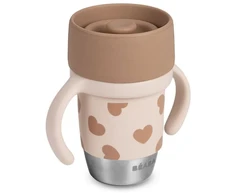 BEABA NERŪDIJANČIO PLIENO MOKOMASIS PUODELIS CLICK AND DRINK 240 ML BIGLOVE