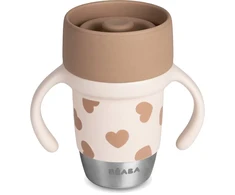 BEABA NERŪDIJANČIO PLIENO MOKOMASIS PUODELIS CLICK AND DRINK 240 ML BIGLOVE