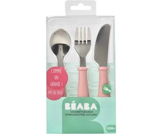 Beaba nerūdijančio plieno stalo įrankiai, 12 mėn. Spalva: old pink