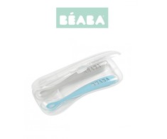 BEABA PRADINIO MAITINIMO SILIKONINIŲ 2 VNT.ŠAUKŠTELIŲ RINKINYS SU DĖŽUTE, PEBBLE/CLOUD Mėlynas