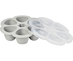 BEABA SILIKONINIS KŪDIKIO MAISTO KONTEINERIS MULTIPORTIONS, XL (6X150 ML), Pilkas