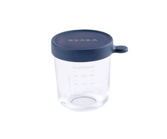 Beaba stiklinis indelis su dangteliu, 250 ml, tamsiai mėlynas