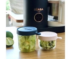Beaba stiklinis indelis su dangteliu, 250 ml, tamsiai mėlynas
