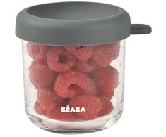 BEABA STIKLINIS MAISTO INDELIS SU DANGTELIU, MINERAL Pilkas, 250 ML